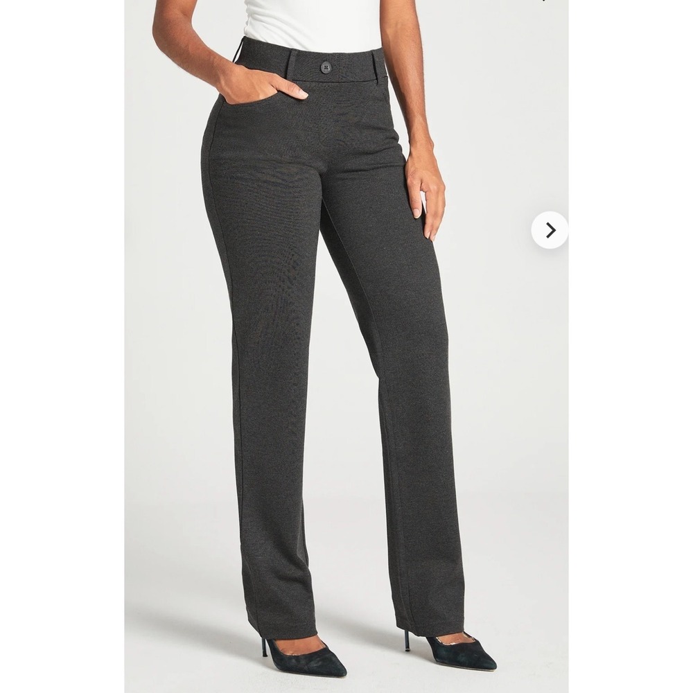 Betabrand 7-Pocket DPYP Dress Pant Yoga Pant Straight In Charcoal Office Sz L